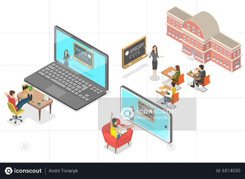 Virtual Classroom  Illustration