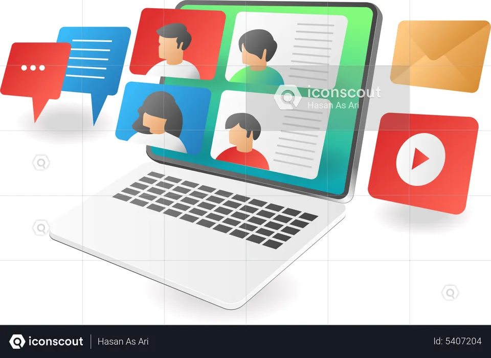 Virtual conversation with laptop  Illustration