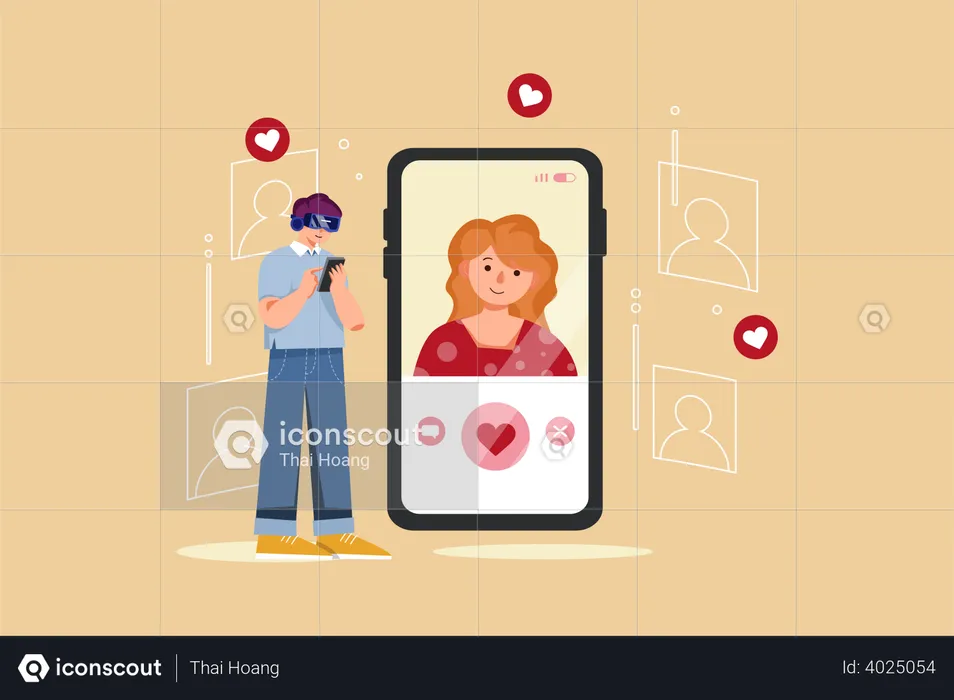 Virtual Dating app  Illustration