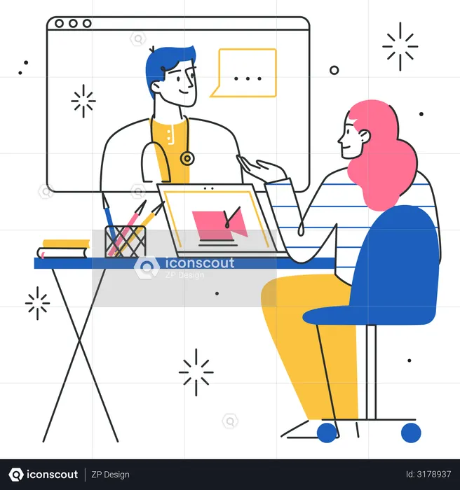 Virtual doctor consultation  Illustration