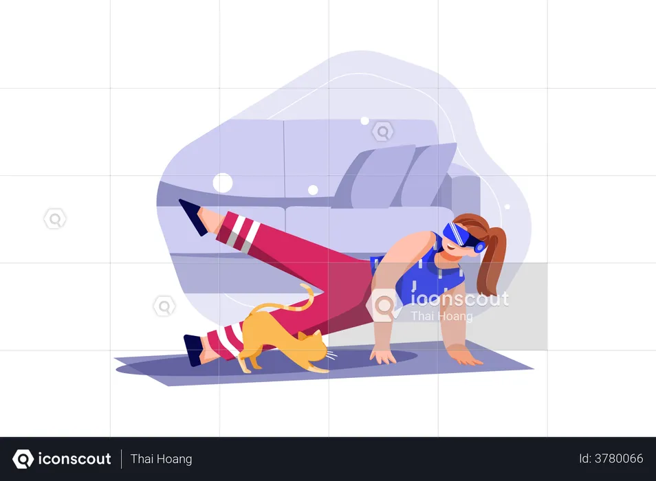 Virtual fitness using VR tech  Illustration