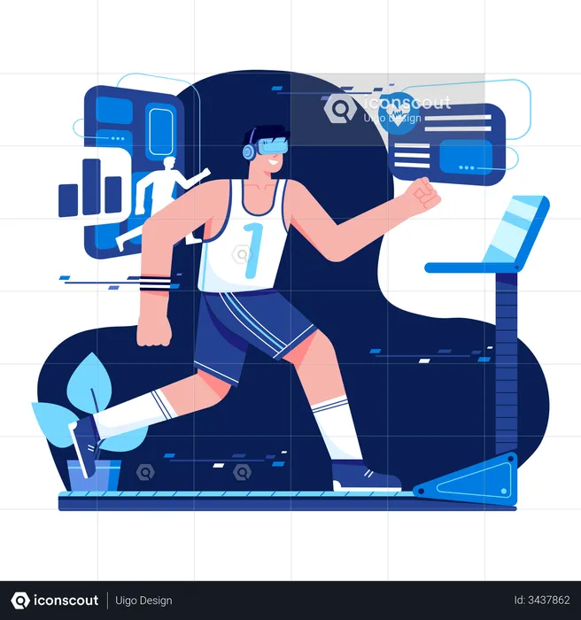 Virtual Fitness using VR Tech  Illustration