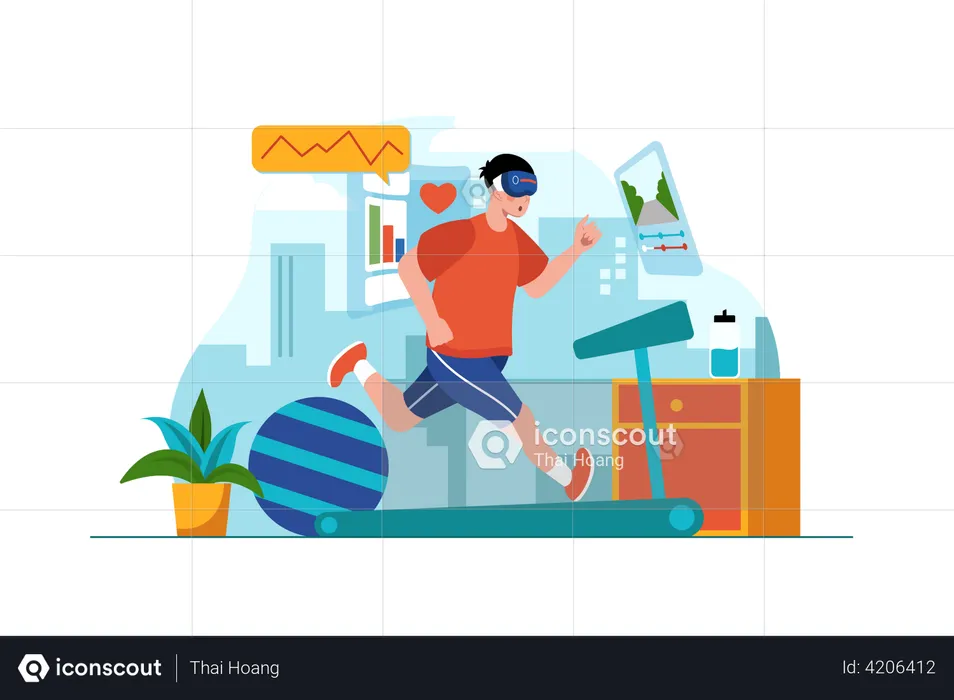 Virtual fitness using VR tech  Illustration