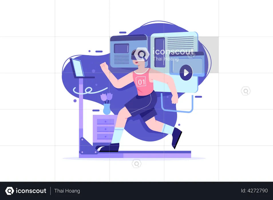 Virtual fitness using VR tech  Illustration