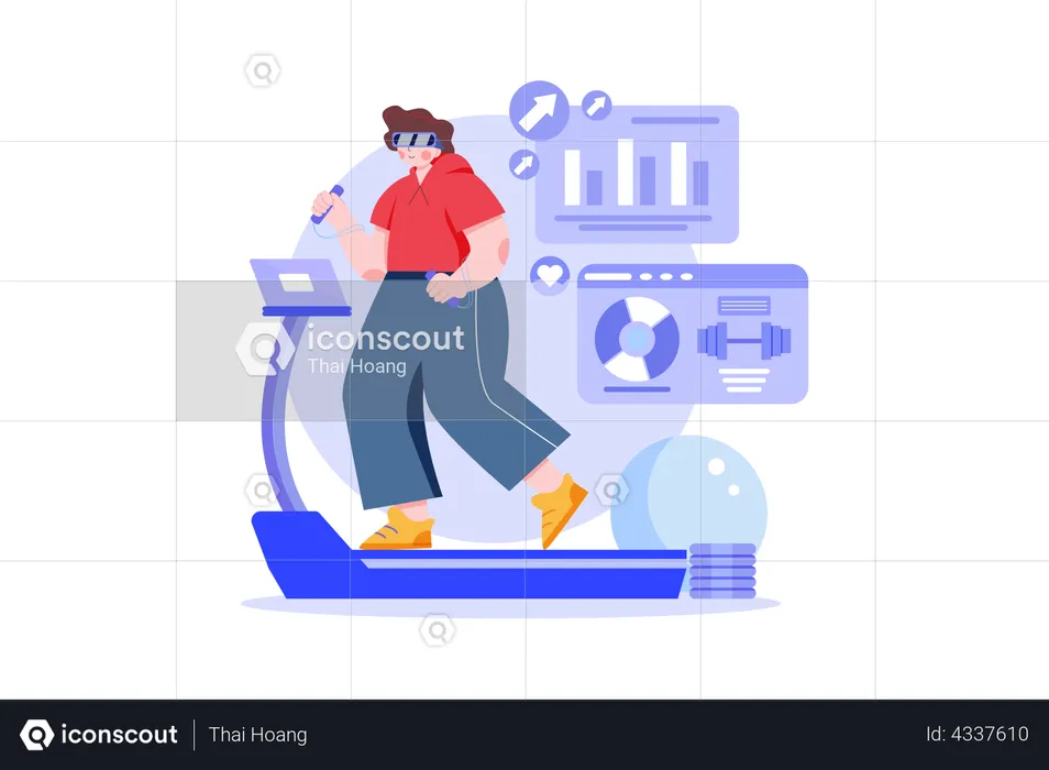 Virtual fitness using VR tech  Illustration