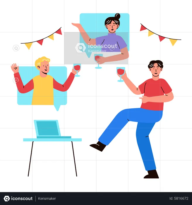 Virtual Party  Illustration