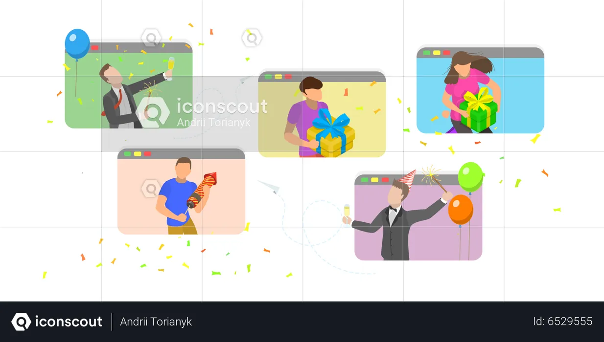 Virtual Party  Illustration