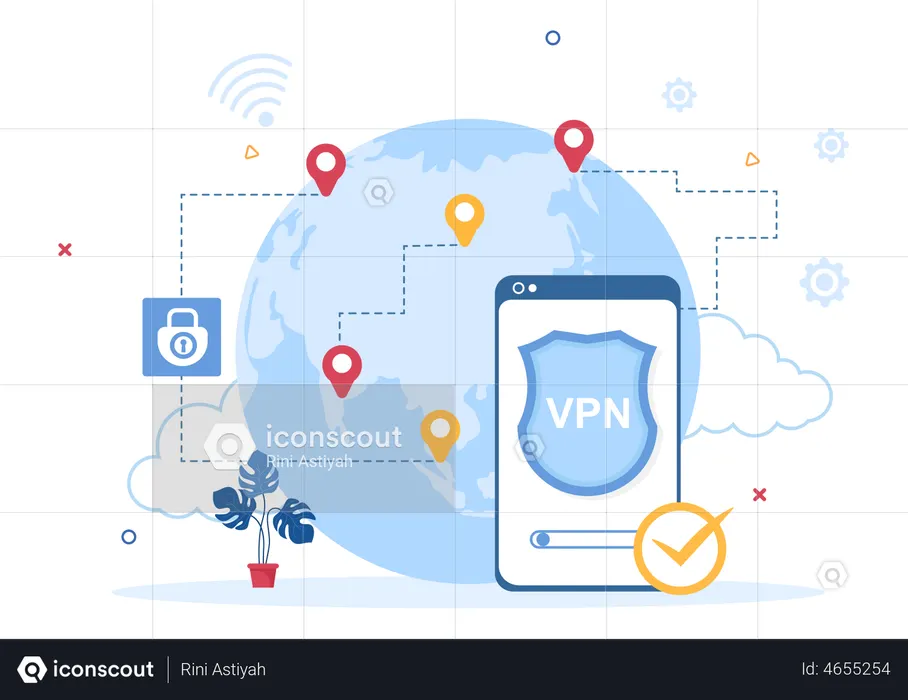 Best Virtual Private Network Illustration download in PNG & Vector format