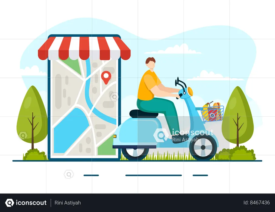 Virtual Restaurant Delivery  Illustration