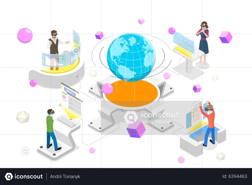 Virtual World Technology  Illustration