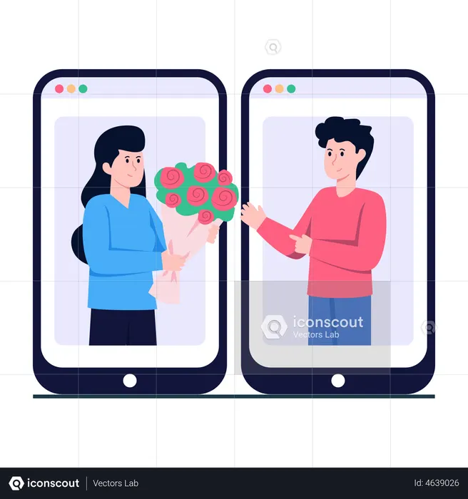 Virtuelle Beziehung  Illustration