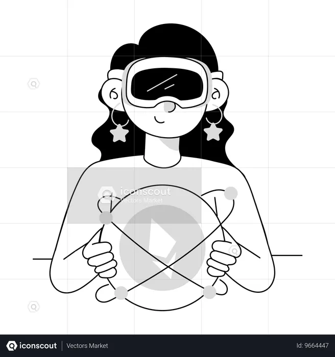 Mädchen erlebt virtuelles Krypto  Illustration