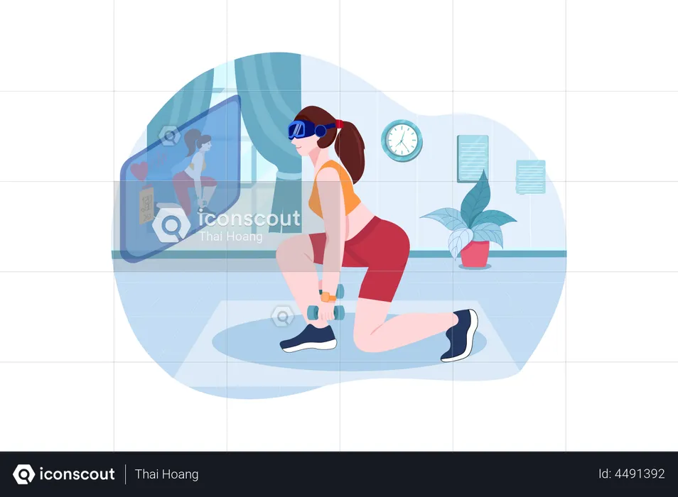 Virtuelle Fitness mit VR-Technologie  Illustration