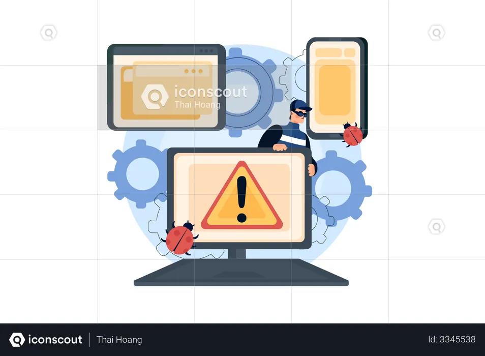 Virus attack from hacker  Illustration