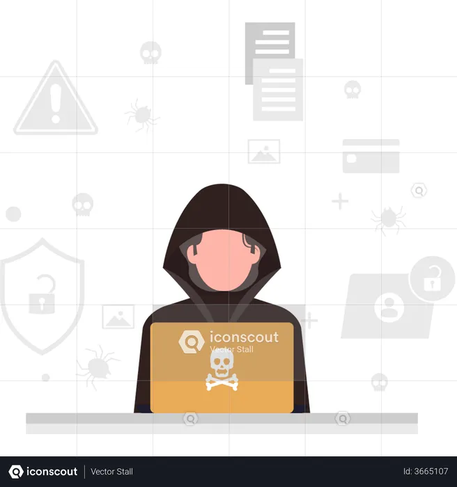 Virus attack from hacker  Illustration