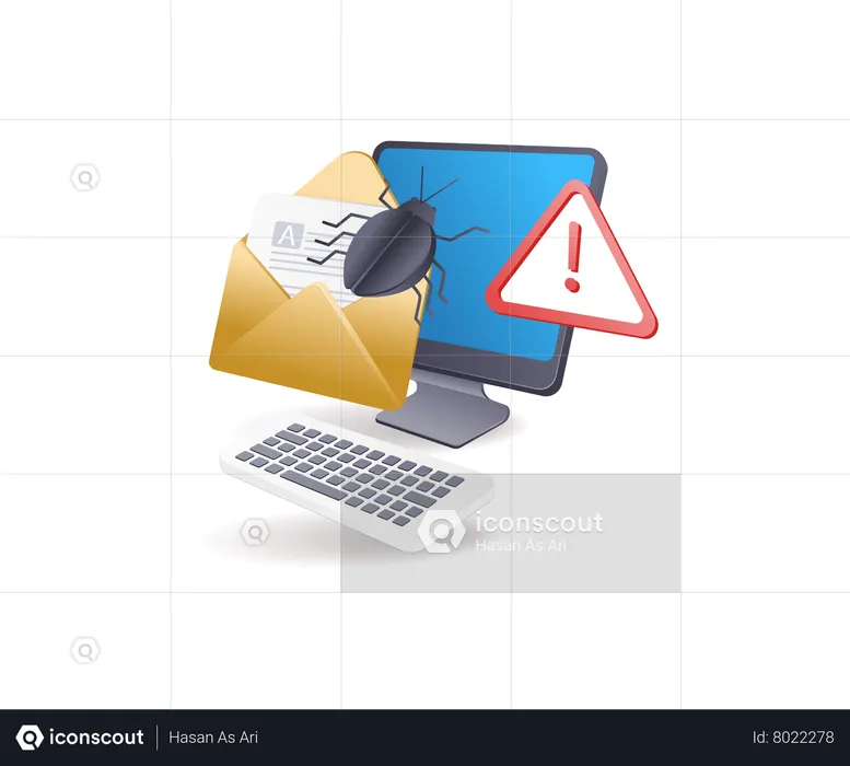 Virus attack warning email  Illustration