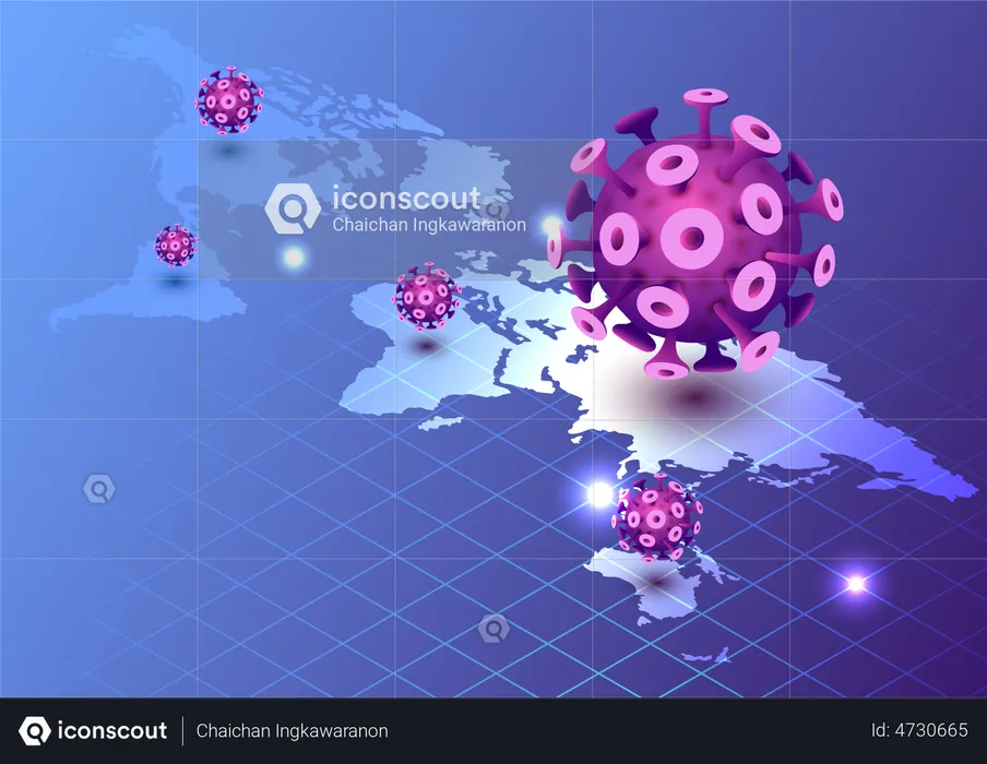 Brote del virus Covid-19 o coronavirus  Ilustración