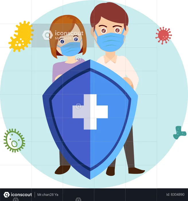 Virus germs and bacteria protection  Illustration
