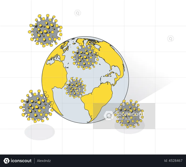 Vírus se espalhando no mundo  Ilustração