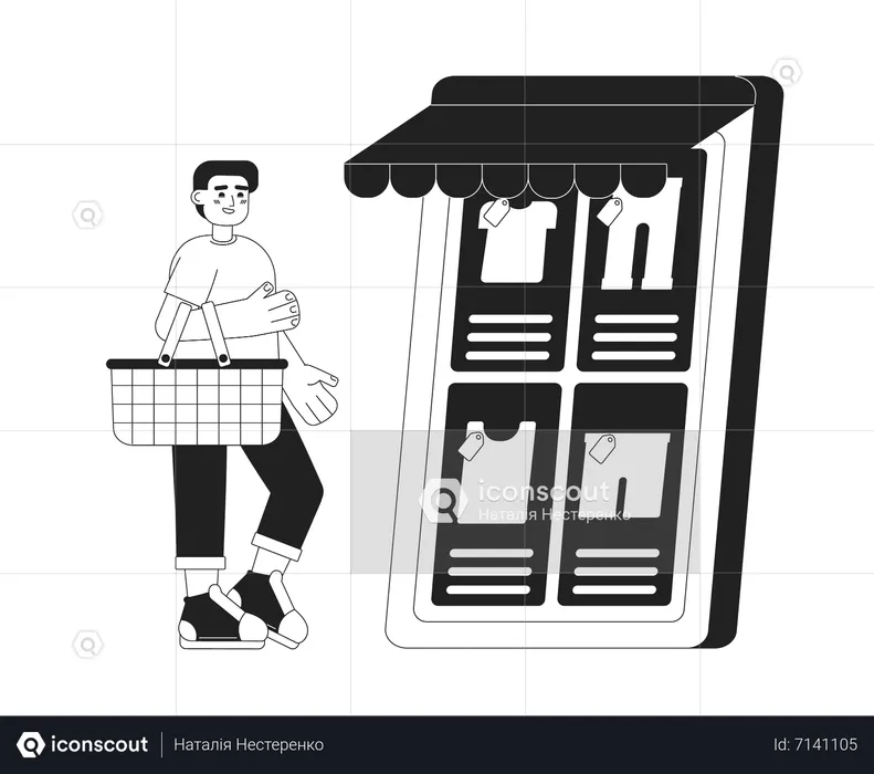Visiting online clothing store  Illustration