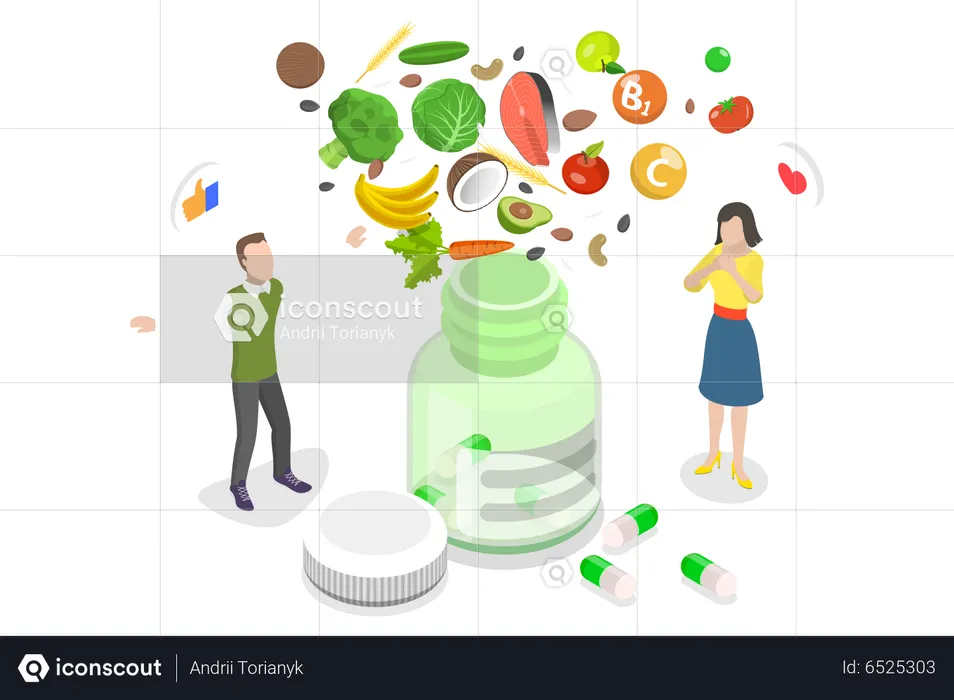 Vitamin And Mineral Supplements  Illustration