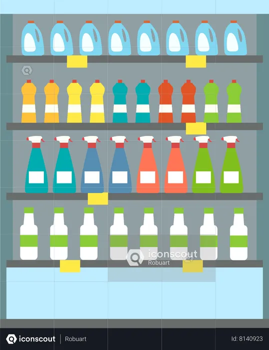 Vitrine de bebidas na geladeira  Ilustração