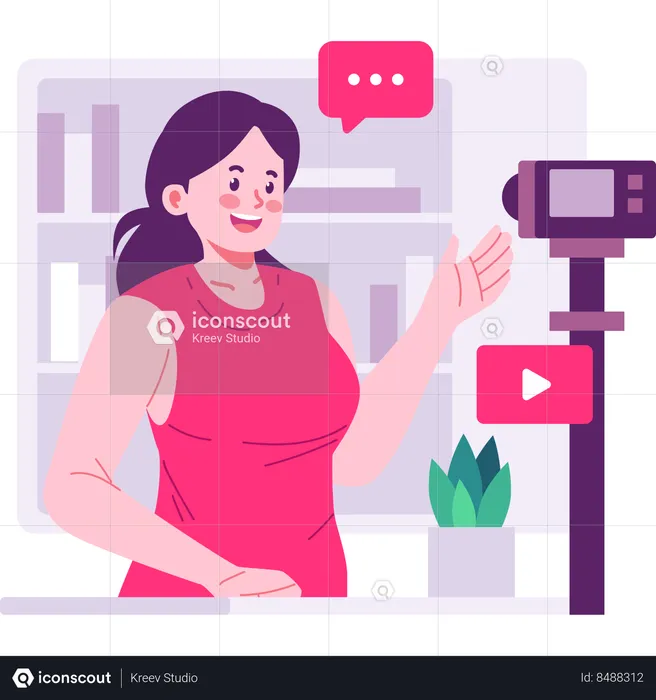 Vlogger making vlog at home  Illustration