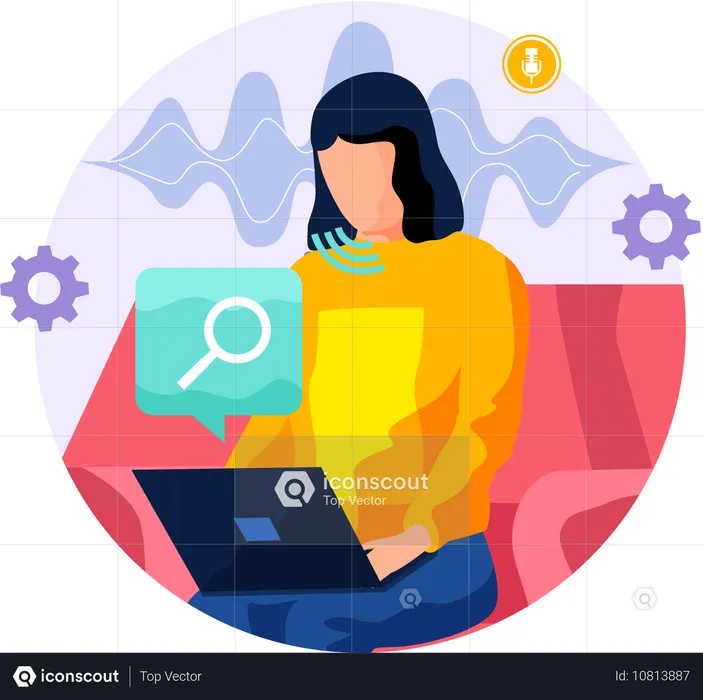 Voice assistant software agent perform tasks for user  Illustration