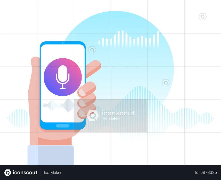 Best Voice recognition app Illustration download in PNG & Vector format