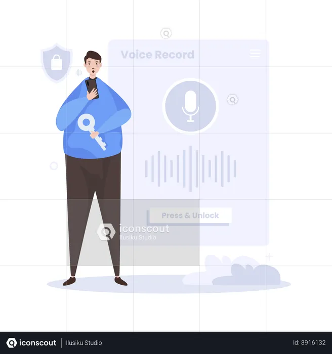 Voice recognition to unlock access  Illustration