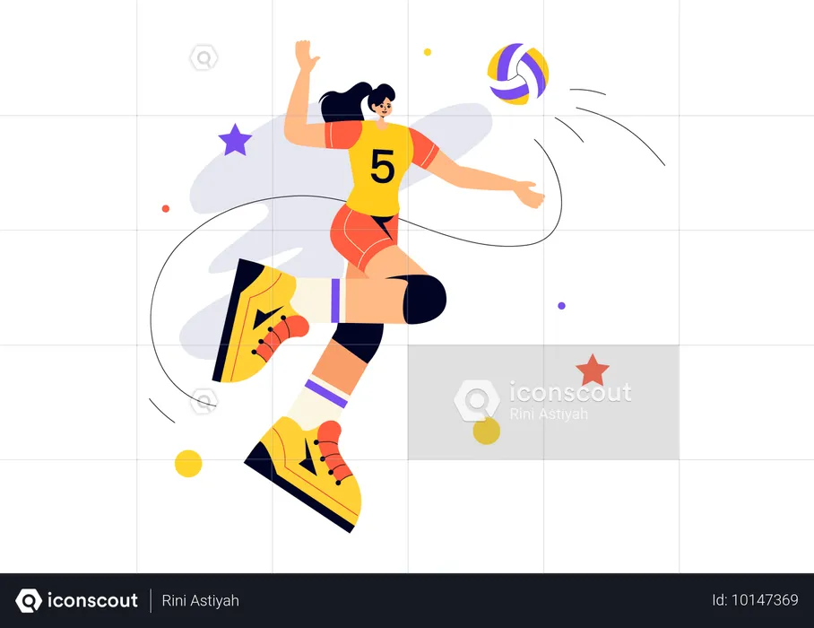 Volleyball Player playing match  Illustration