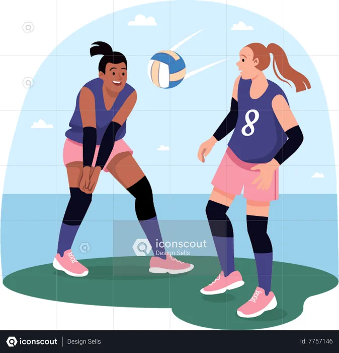 Volleyball Training  Illustration