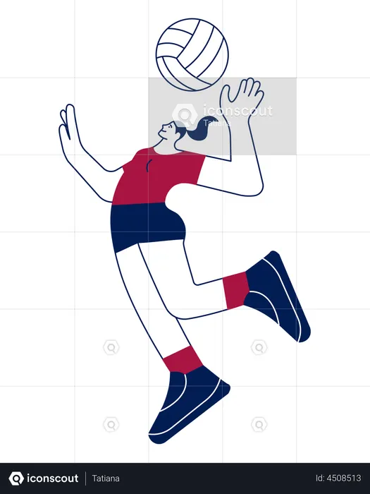 Volleyballspielerin serviert Ball  Illustration