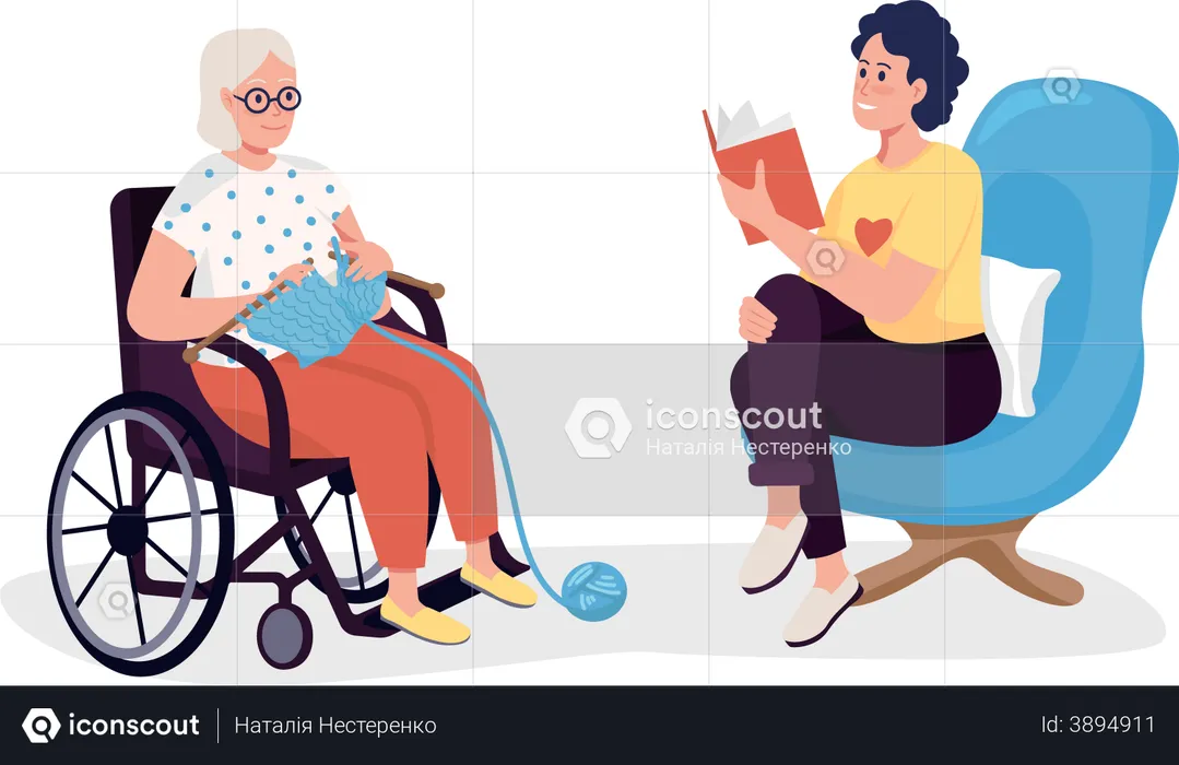 Volunteer in nursing house  Illustration