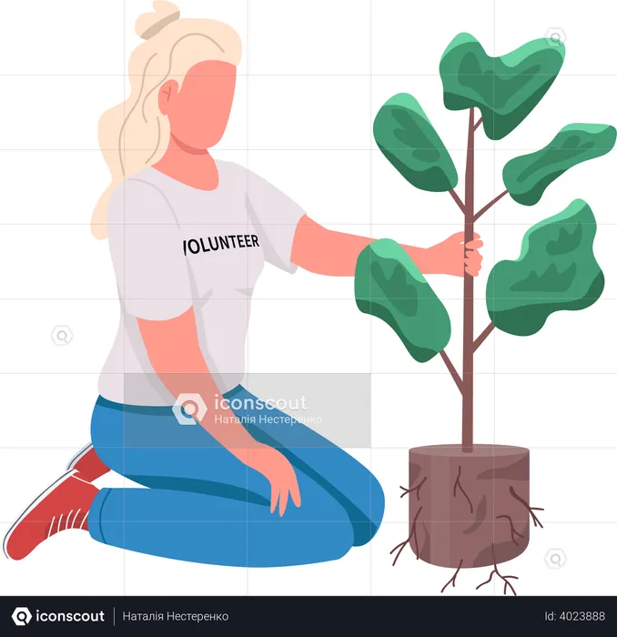 Volunteer with greenery  Illustration