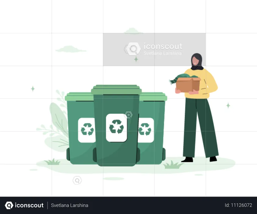 Volunteer works for waste management  Illustration