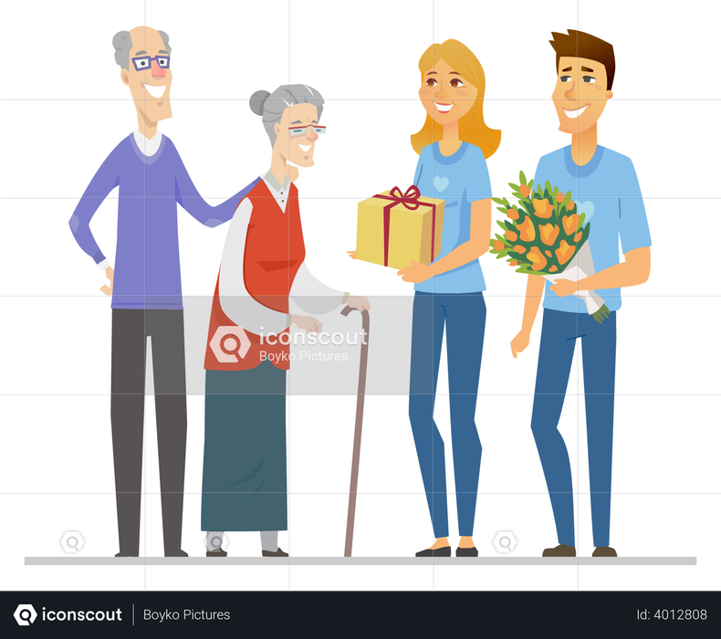 Volunteers and senior people Illustration