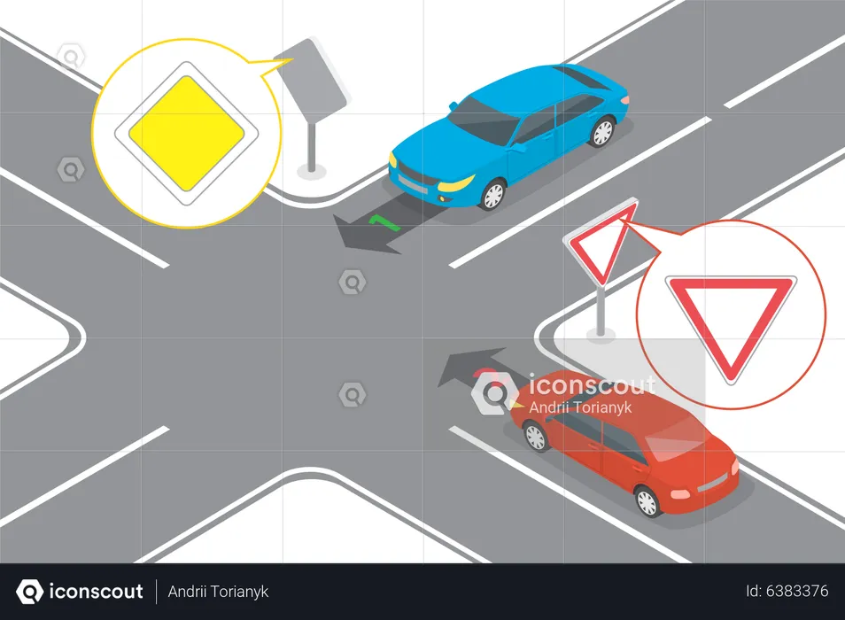 Vorfahrt an Kreuzungen  Illustration