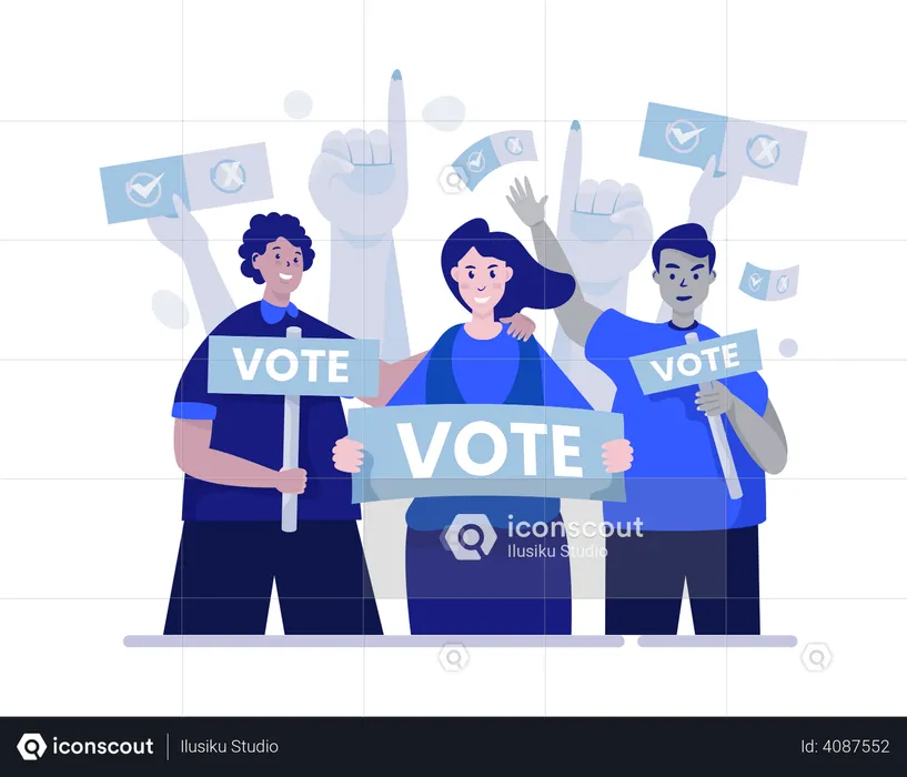 Voters Standing with vote sign  Illustration