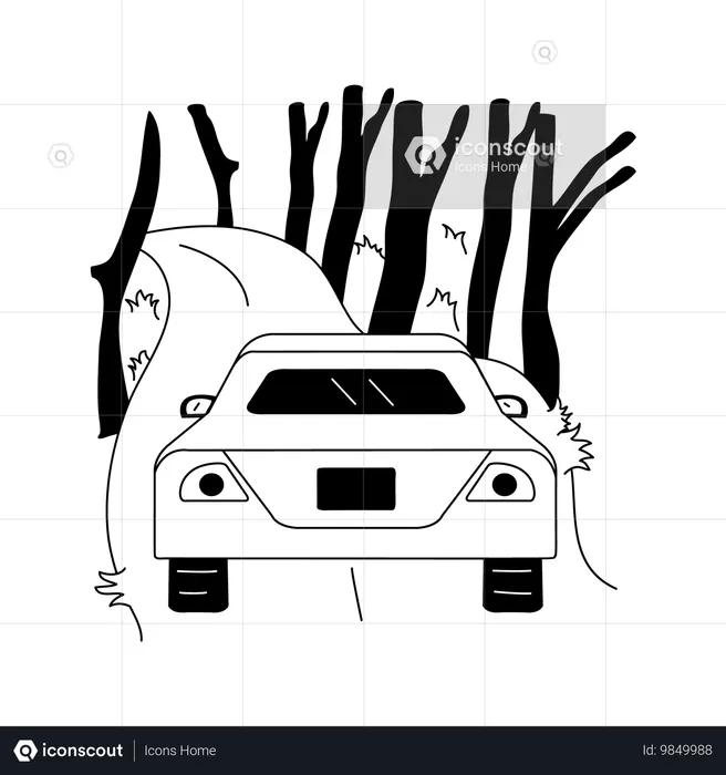 Forêt Voyager en voiture  Illustration