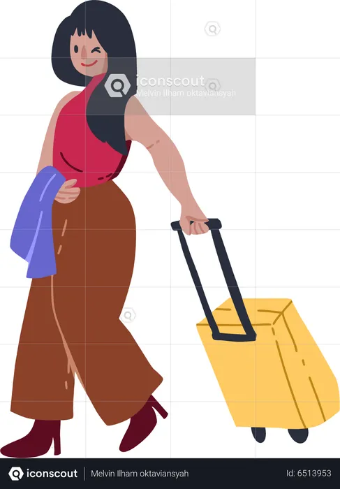 Voyageuse avec bagages  Illustration