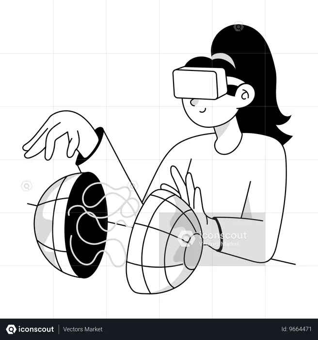 VR-Erfahrung von Geschäftsfrau gemacht  Illustration