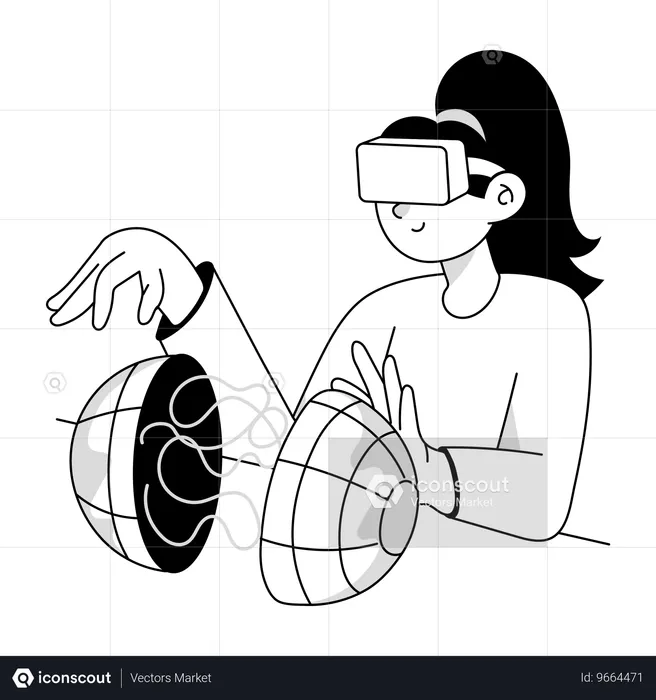 VR Experience done by businesswoman  Illustration