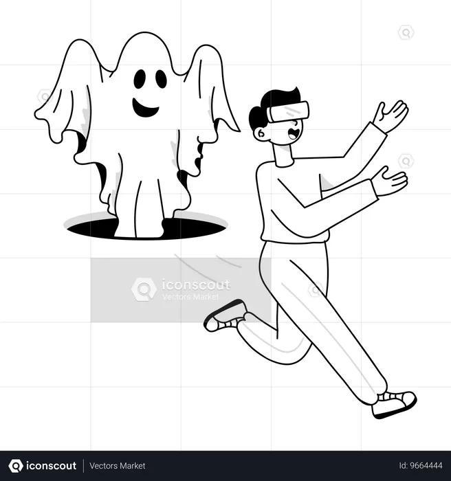 VR Ghost a effrayé le garçon  Illustration