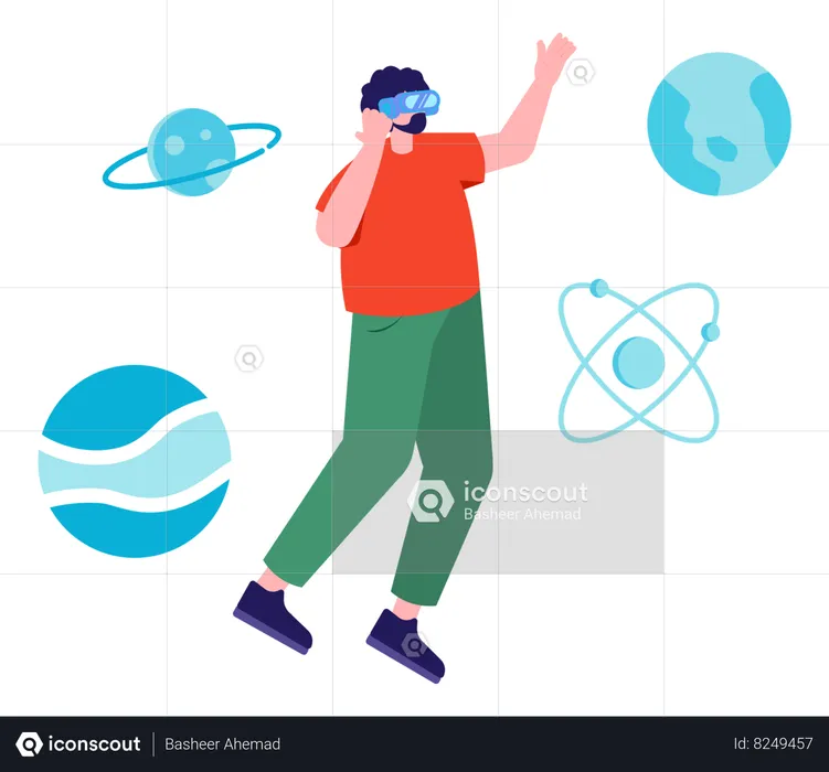 Vr glasses to explore space  Illustration