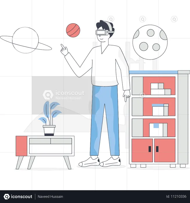 少年はVRメガネをかけている  イラスト
