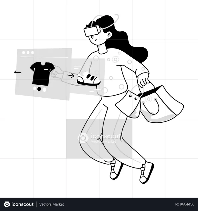 VR Shopping fait par une femme  Illustration