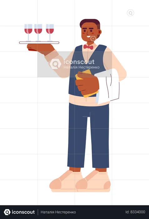 Waiter serving  Illustration