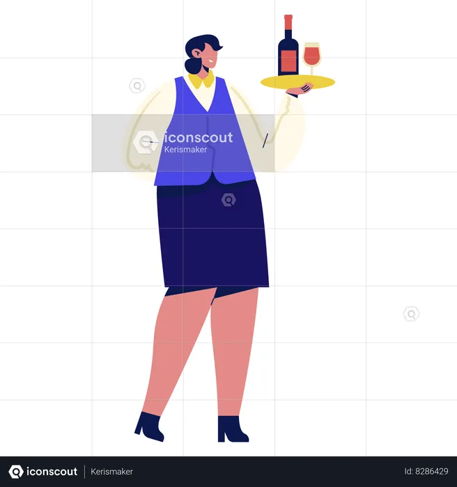 Waiter Serving Food  Illustration