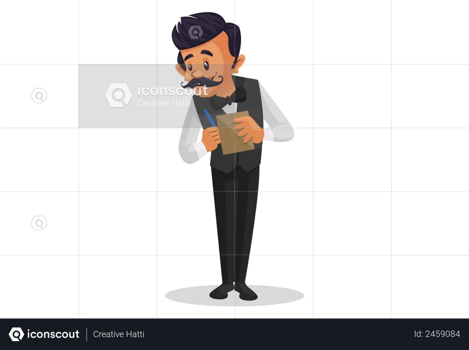 Waiter taking order of the customer with notepad  Illustration